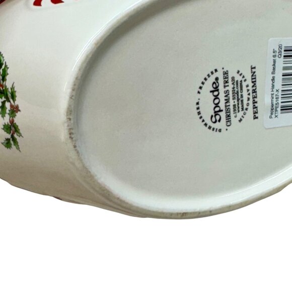 Spode Christmas Tree Peppermint Handle Basket 6.5 in Candy‎ Dish S3324-A20 - Picture 10 of 12